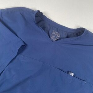 Barco‎ One Wellness Navy Blue Scrub Top Medical Healthcare Large Uniform Flaw